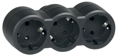 Разветвитель (Тройник) с заземлением плоский Legrand Helium 3-м 16А 3500Вт черный картинка 